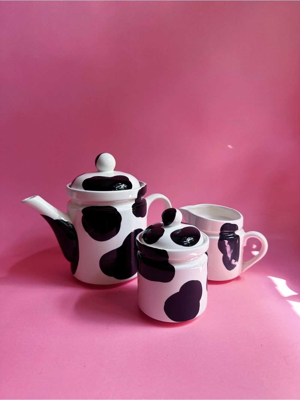 Cow Print Ceramic Tea Set - Black & White